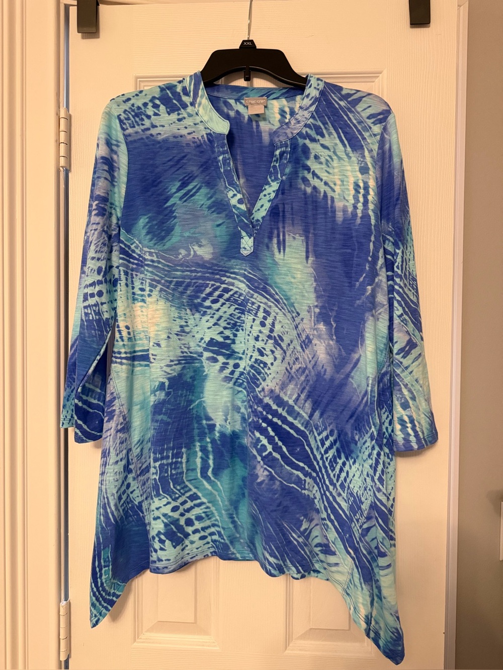 Chico's Blue and Turquoise Tie-Dye Tunic